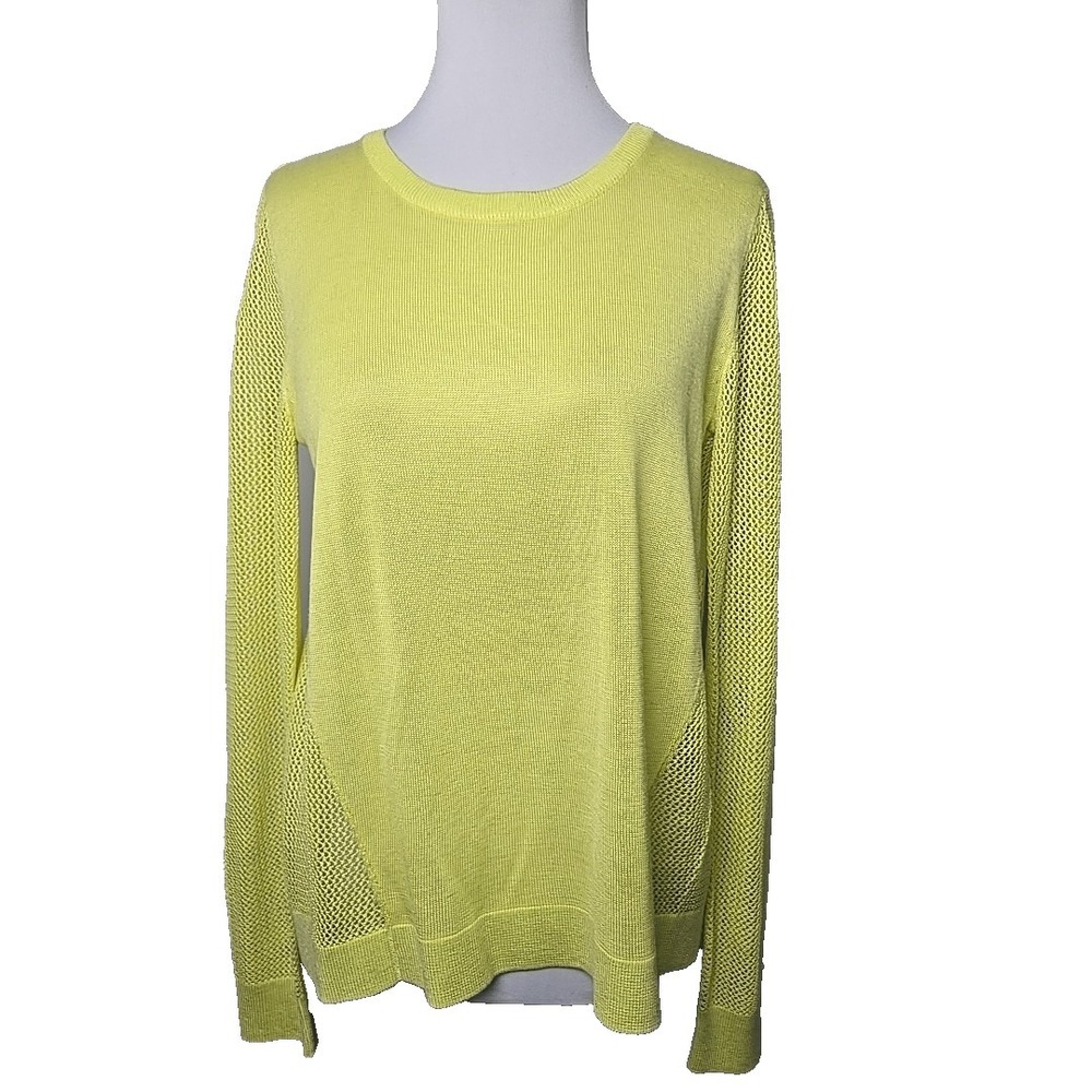 CABI Lime Open Knit Long Sleeve Pop Over Sweater Top Size Small